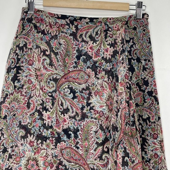 Charter Club Women Silk Skirt Sz 6 Wrap Paisley Floral - Picture 3 of 15